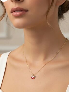 Gold-Dipped Evil Eye Cubic Zirconia Necklace